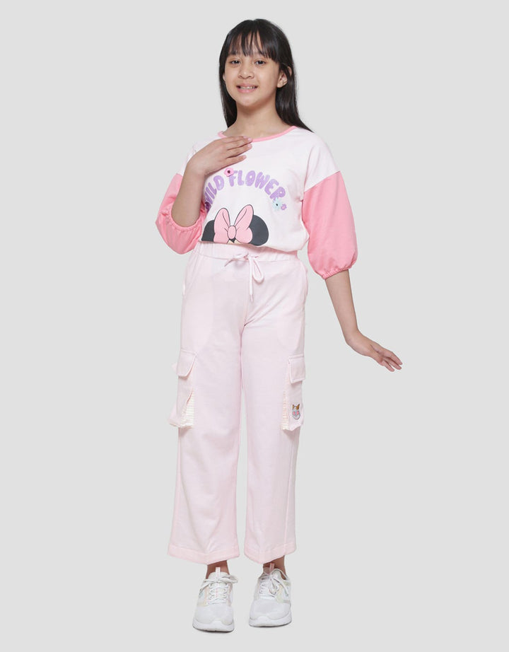 Aero Knit Wide Leg Cat Embroidery Glasses Girls Long Pants
