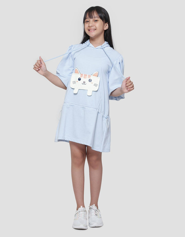 Aero Hoody Cat Pocket Midi Dress Long Sleeve Girls