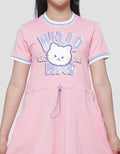 Aero Hand Rib Hello Cat Midi Dress for Girls