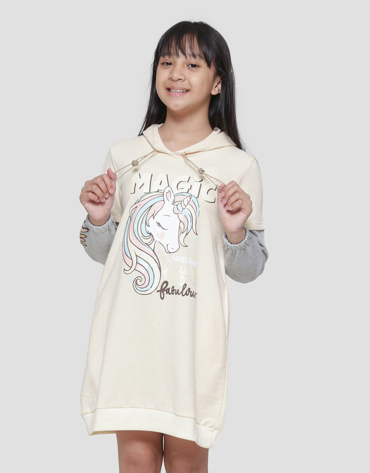 Aero Hoody Magic Unicorn Midi Dress Long Sleeve Girls