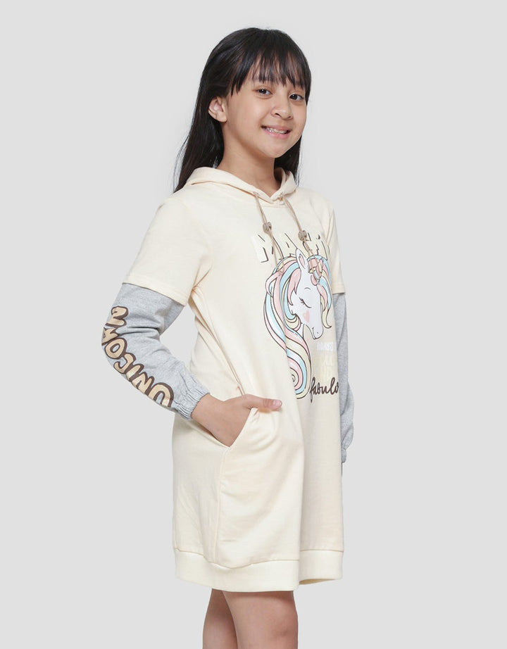 Aero Hoody Magic Unicorn Midi Dress Long Sleeve Girls