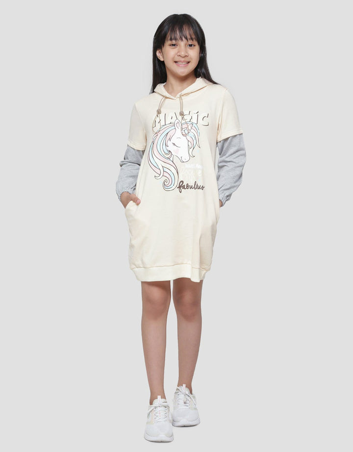 Aero Hoody Magic Unicorn Midi Dress Long Sleeve Girls