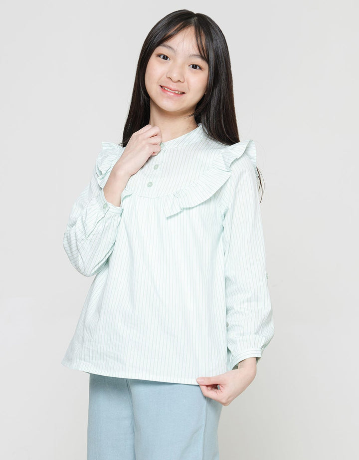 Aero Stripe Krah Bamus Dada Geber Kemeja Anak Perempuan