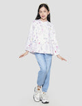 Aero Print Cat Miao Girls Long Sleeve Shirt