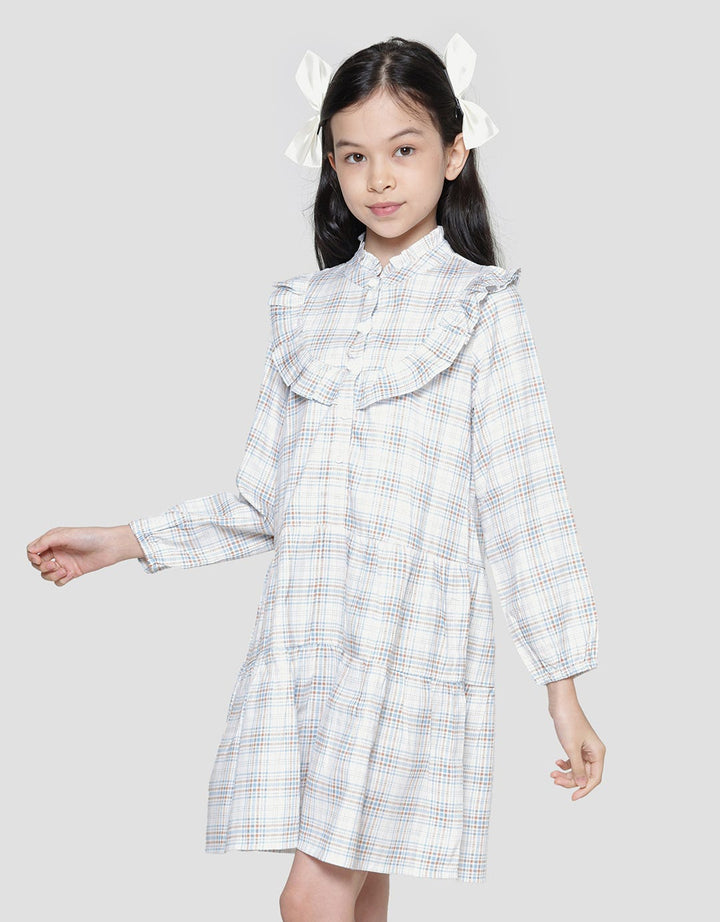 Aero Big Collar Checked Midi Dress Anak Perempuan