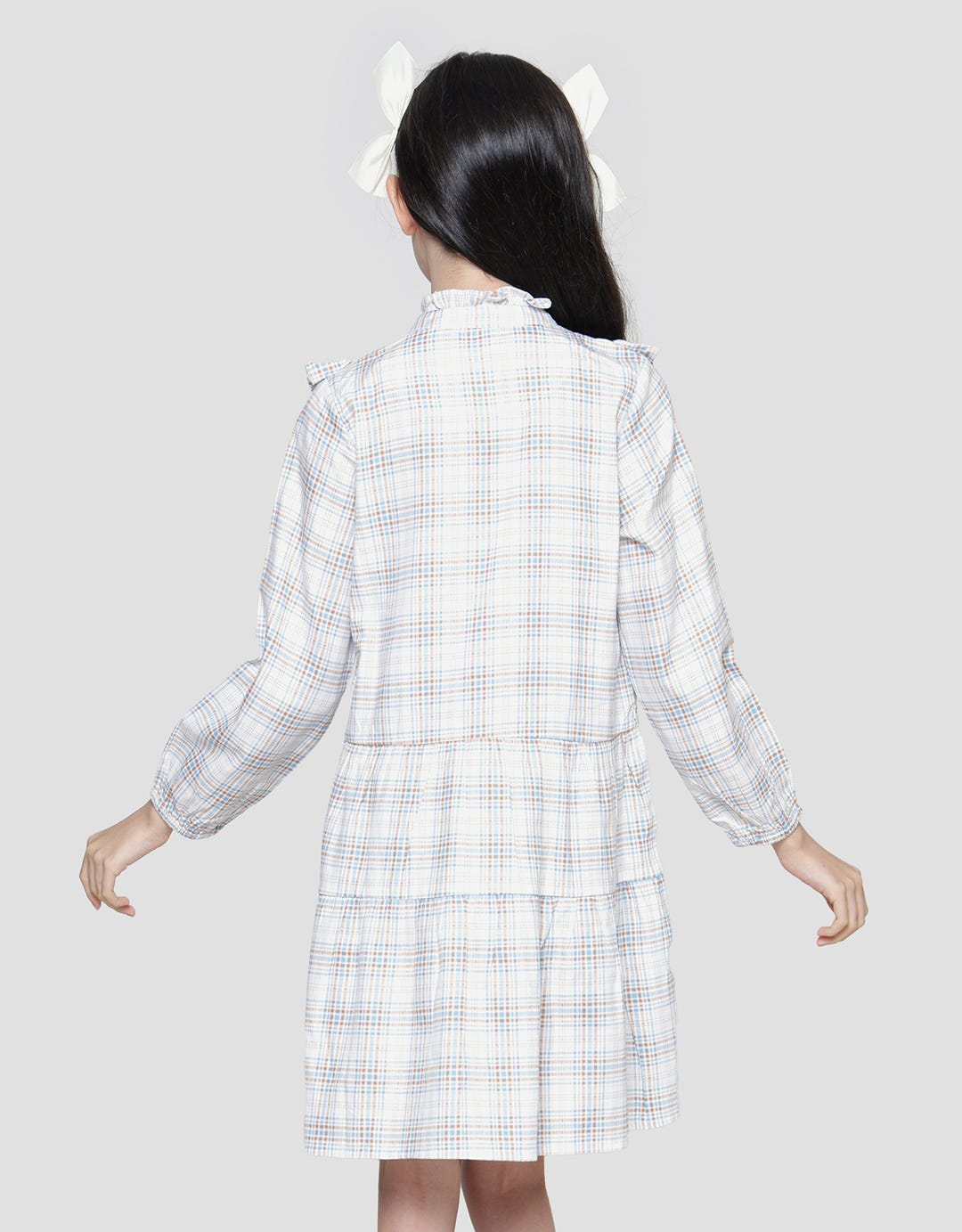 Aero Big Collar Checked Midi Dress Anak Perempuan