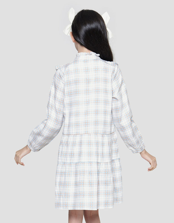 Aero Big Collar Checked Midi Dress Anak Perempuan