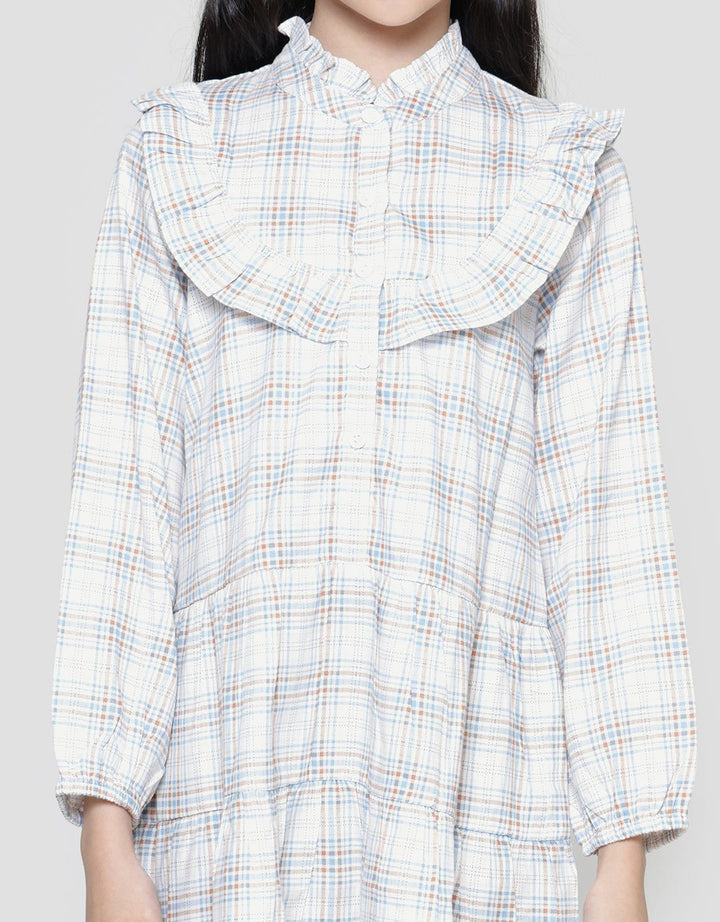 Aero Big Collar Checked Midi Dress Anak Perempuan