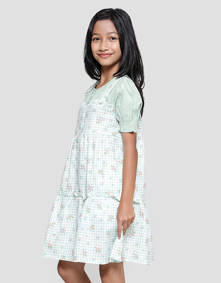 Aero Woven Overall Print Kotak Midi Dress for Girls