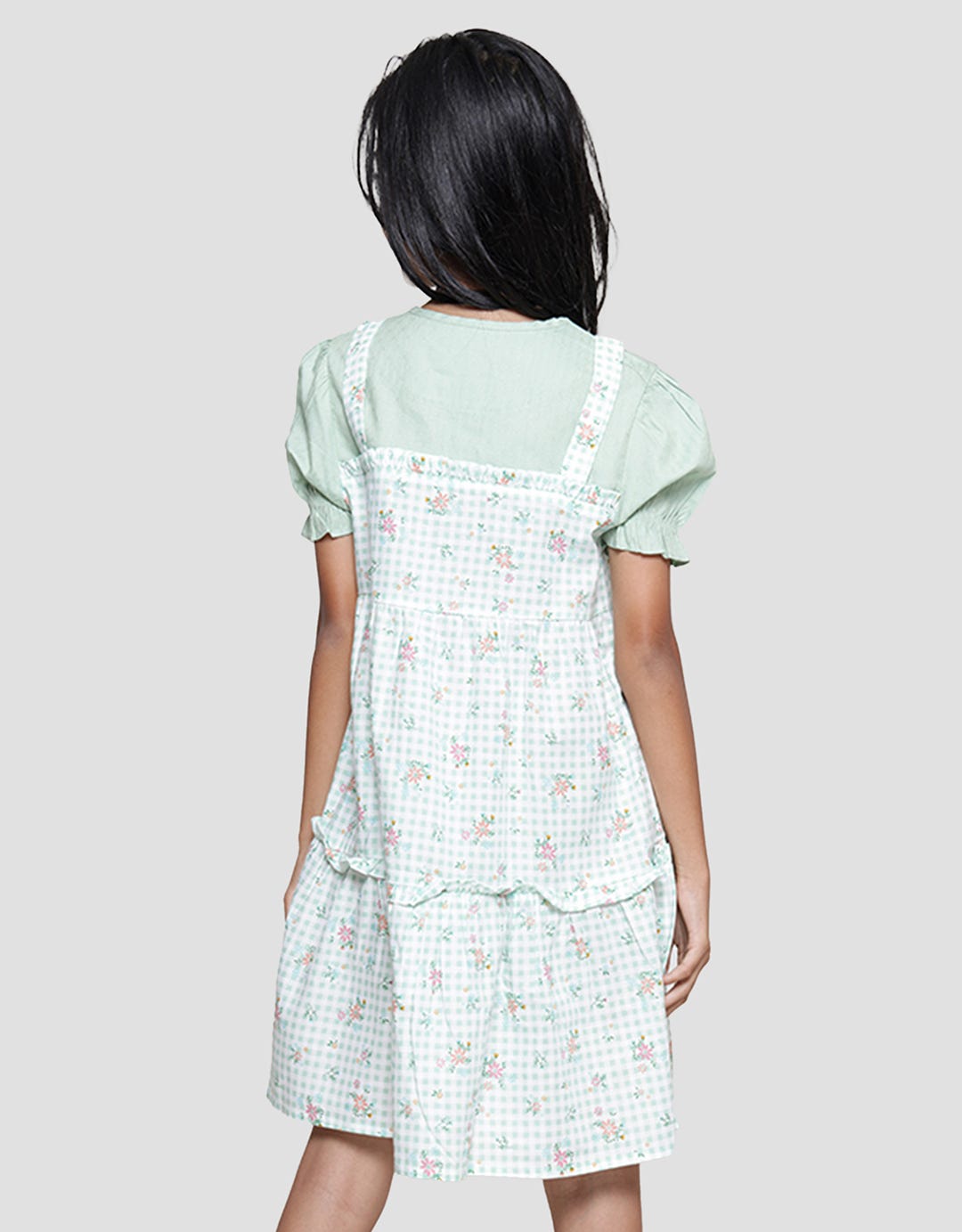 Aero Woven Overall Print Kotak Midi Dress for Girls