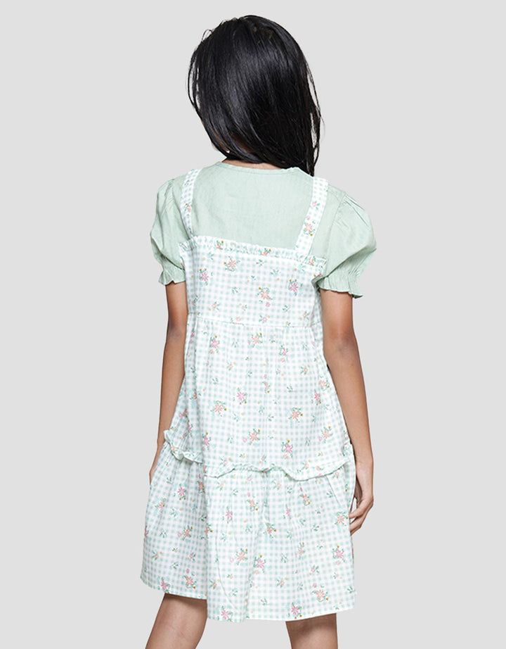 Aero Woven Overall Print Kotak Midi Dress for Girls