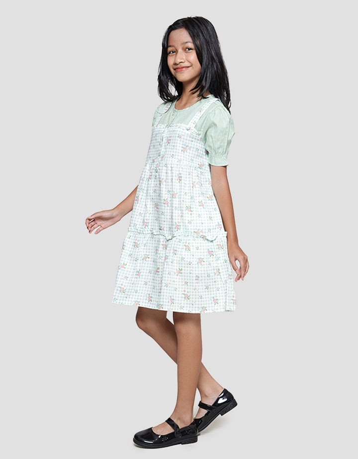 Aero Woven Overall Print Kotak Midi Dress for Girls