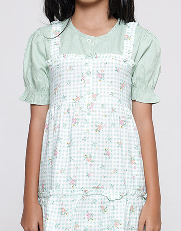 Aero Woven Overall Print Kotak Midi Dress for Girls
