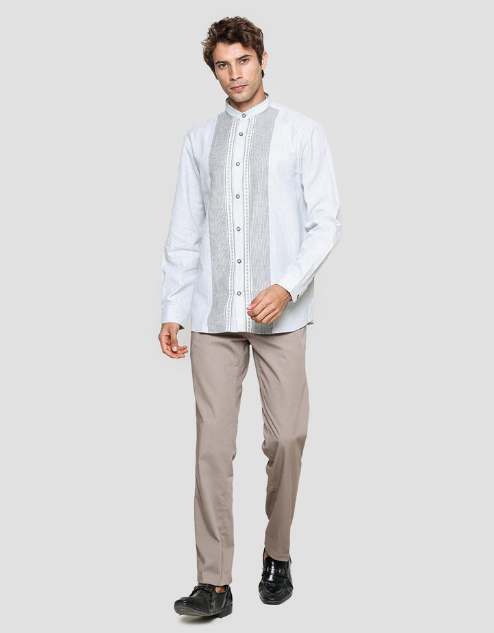 Details Yd Pintu 2 Garis Koko Lengan Panjang Pria