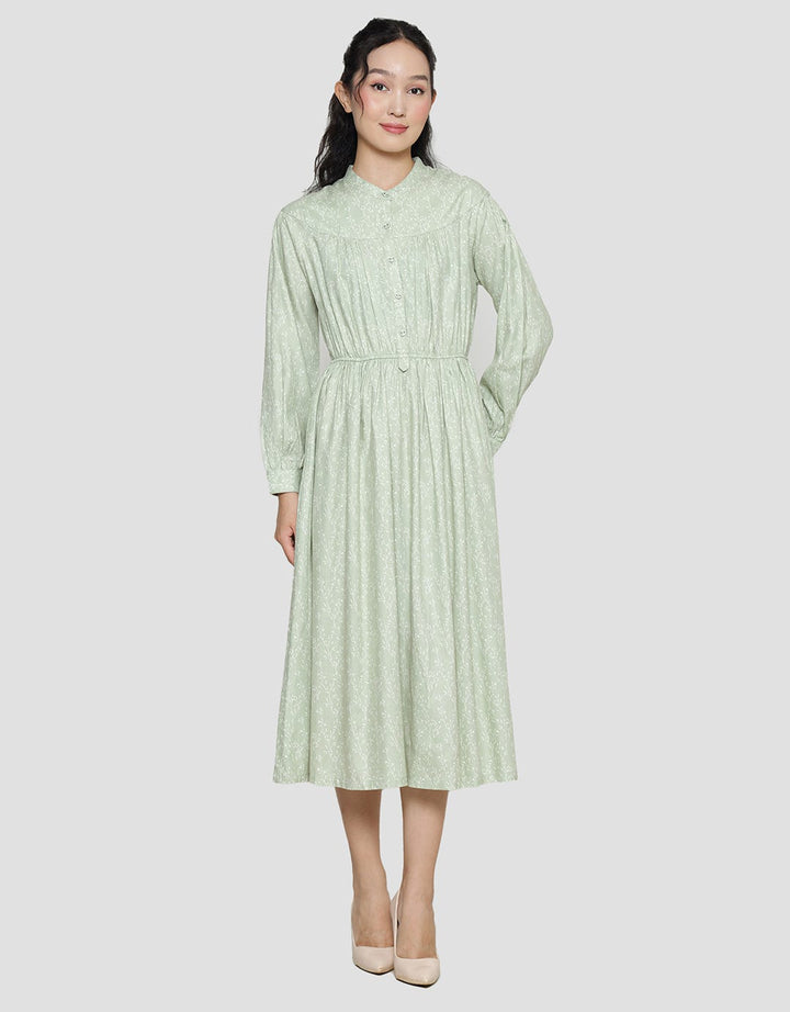 Suko Gaun Print Volume Dress Lengan Panjang Wanita