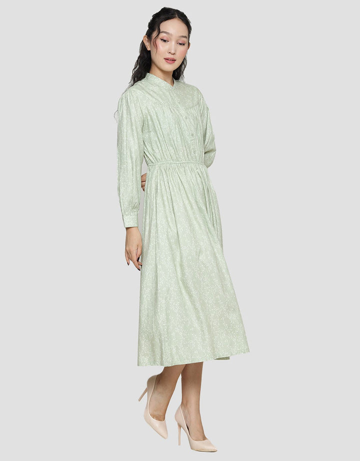 Suko Gaun Print Volume Dress Lengan Panjang Wanita