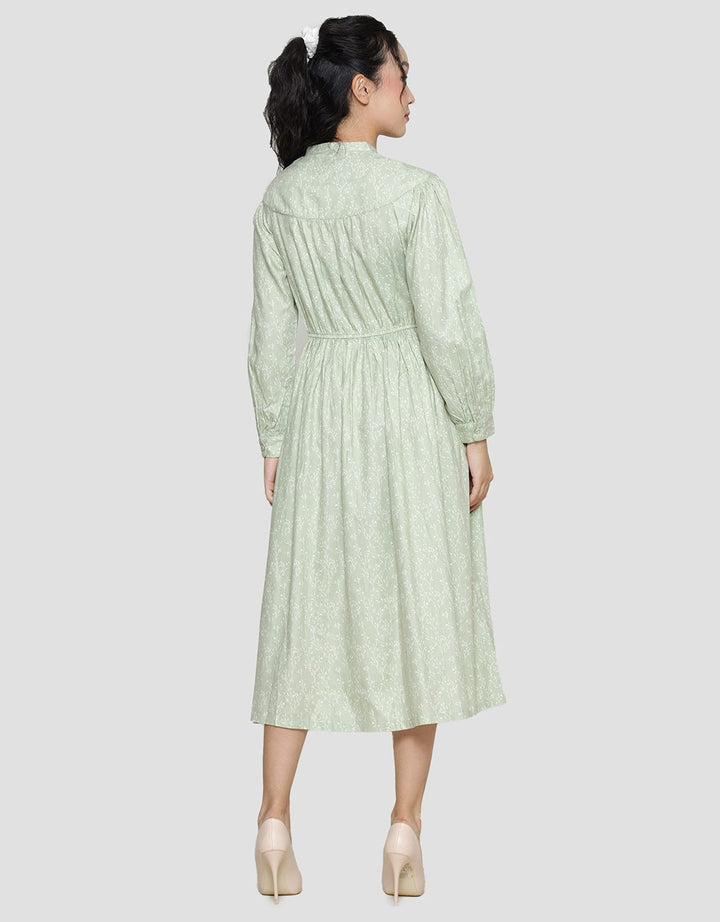 Suko Gaun Print Volume Dress Lengan Panjang Wanita