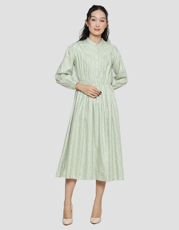 Suko Gaun Print Volume Dress Lengan Panjang Wanita