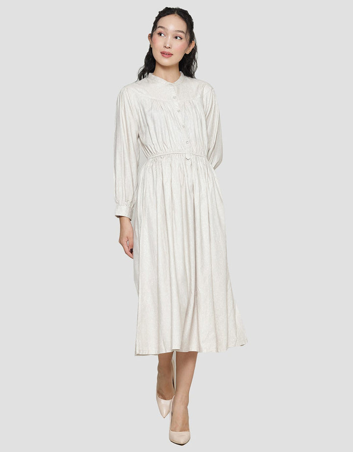 Suko Gaun Print Volume Dress Lengan Panjang Wanita