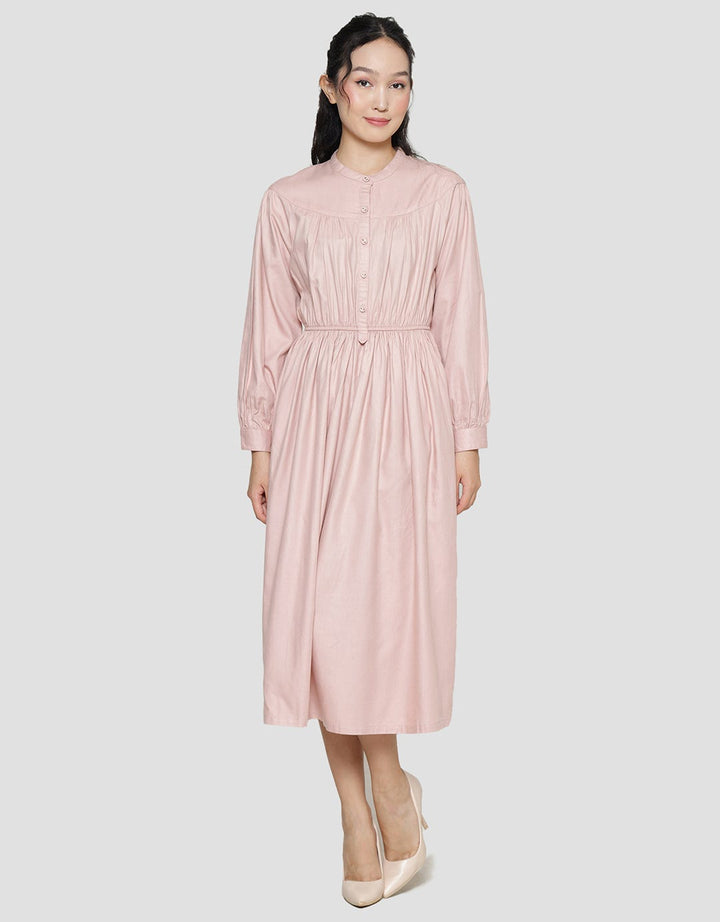 Suko Gaun Solid Volume Dress Lengan Panjang Wanita