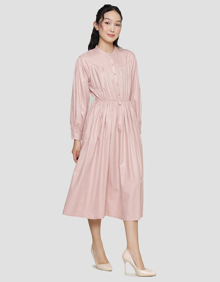 Suko Gaun Solid Volume Dress Lengan Panjang Wanita