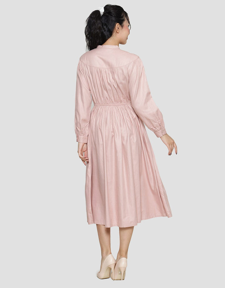Suko Gaun Solid Volume Dress Lengan Panjang Wanita