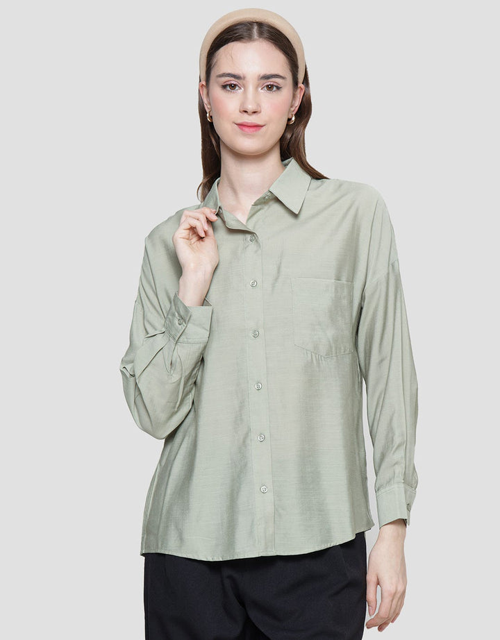 Nevada Linen Look Kemeja Plain Wanita