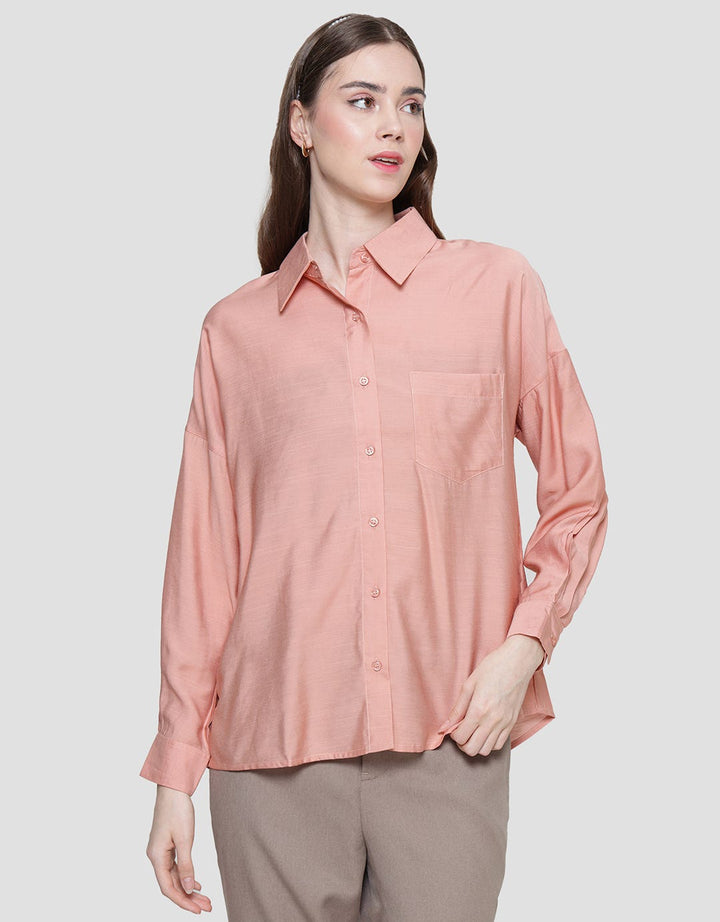 Nevada Linen Look Kemeja Plain Wanita