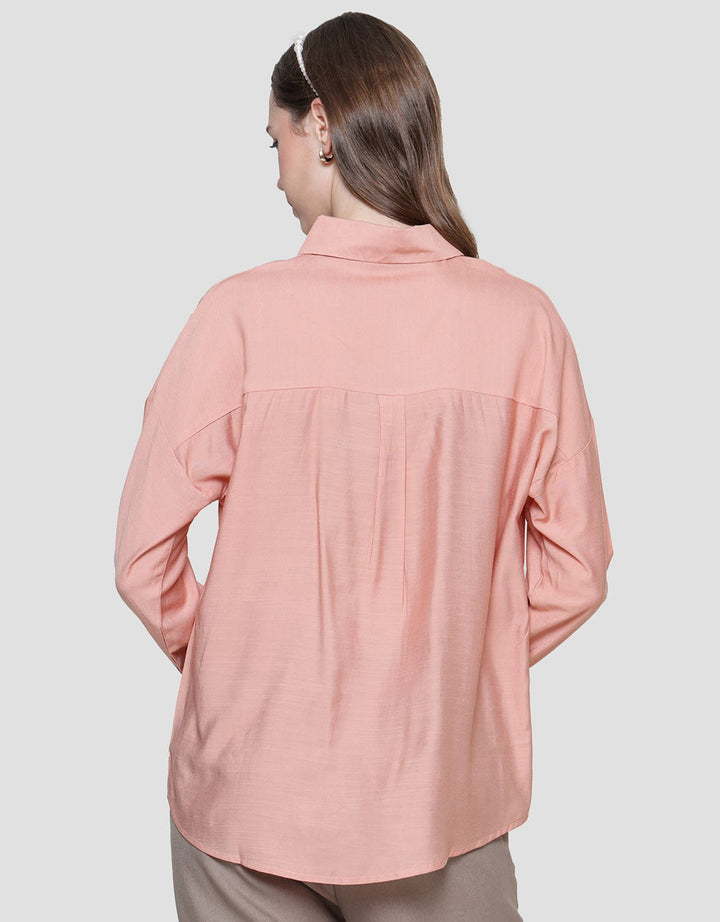 Nevada Linen Look Kemeja Plain Wanita
