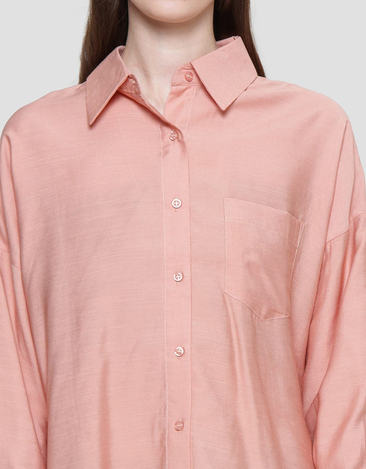 Nevada Linen Look Kemeja Plain Wanita