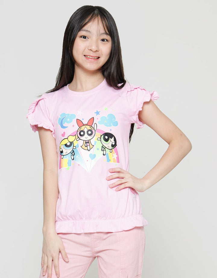 Character Ombre Short Sleeve T-shirt for Girls Ruffle Sleeve