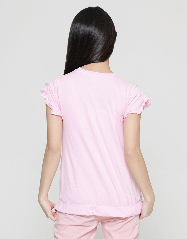 Character Ombre Short Sleeve T-shirt for Girls Ruffle Sleeve