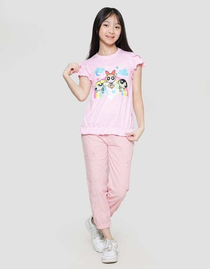 Character Ombre Short Sleeve T-shirt for Girls Ruffle Sleeve