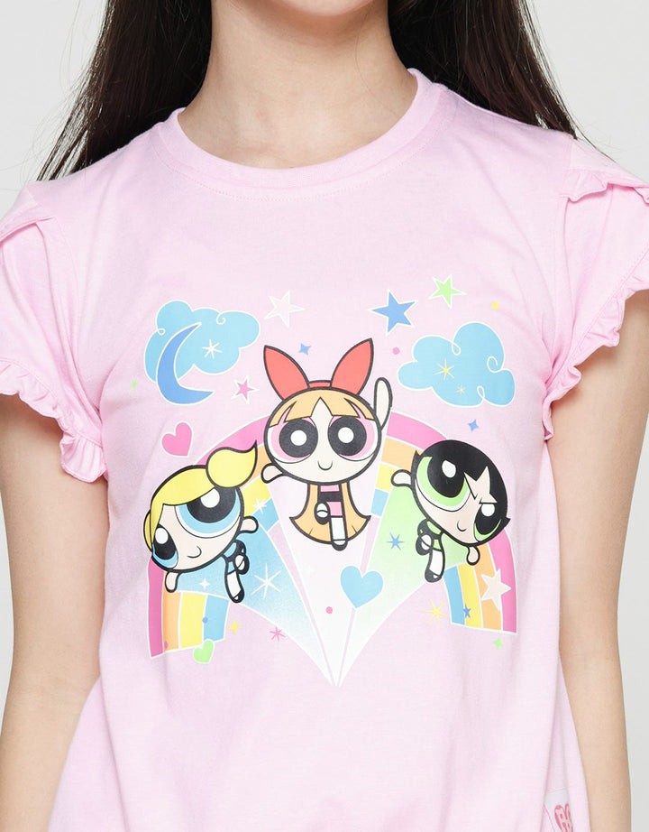 Character Ombre Short Sleeve T-shirt for Girls Ruffle Sleeve