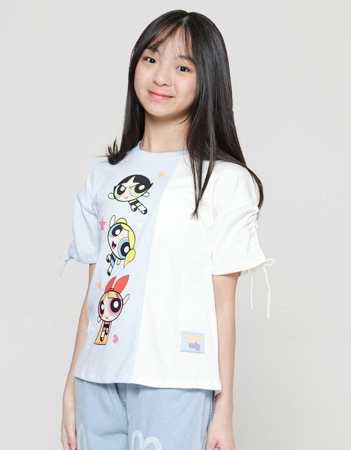 Character The Powerpuff Girls Lengan Serut Kaos Anak Perempuan