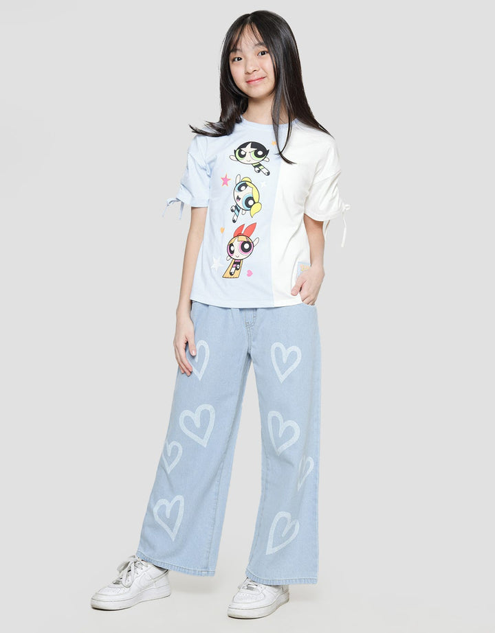 Character The Powerpuff Girls Lengan Serut Kaos Anak Perempuan