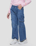 Nevada Wideleg Two Pockets Celana Denim Cargo Anak Perempuan