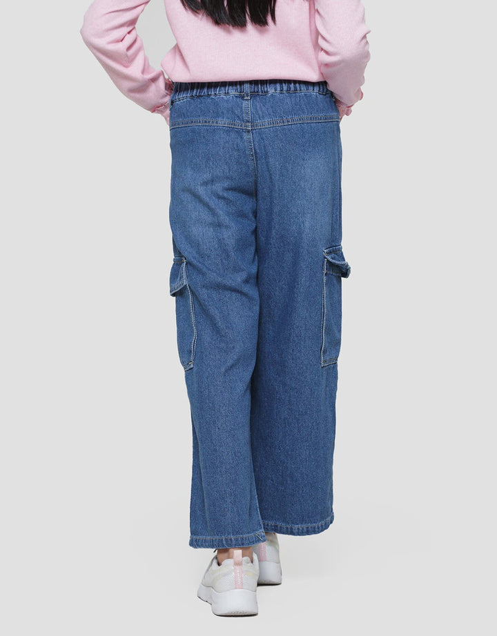 Nevada Wideleg Two Pockets Celana Denim Cargo Anak Perempuan