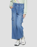 Nevada Wideleg Medium Washed Denim Cargo Girls