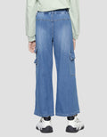 Nevada Wideleg Medium Washed Denim Cargo Girls