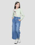 Nevada Wideleg Medium Washed Denim Cargo Girls