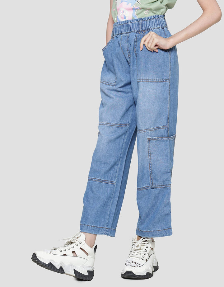 Nevada Wideleg With Stropper Cargo Denim Anak Perempuan