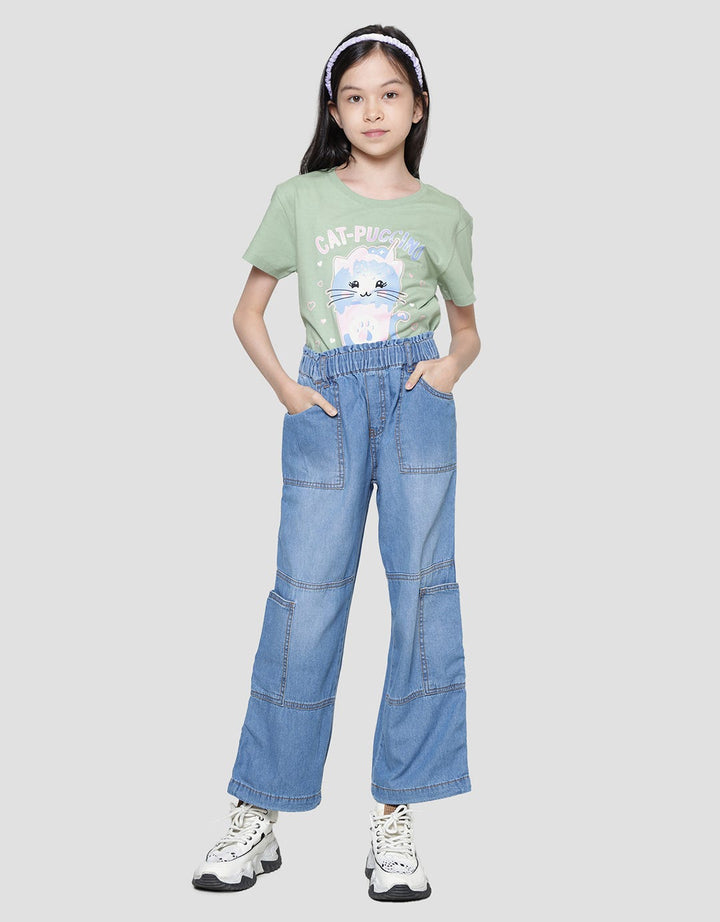 Nevada Wideleg With Stropper Cargo Denim Anak Perempuan