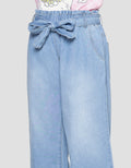 Nevada Wideleg Washed With Ribbon Waistband Cargo Denim Girls