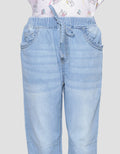 Nevada Jogger Denim Washed Anak Perempuan With Tali Pinggang