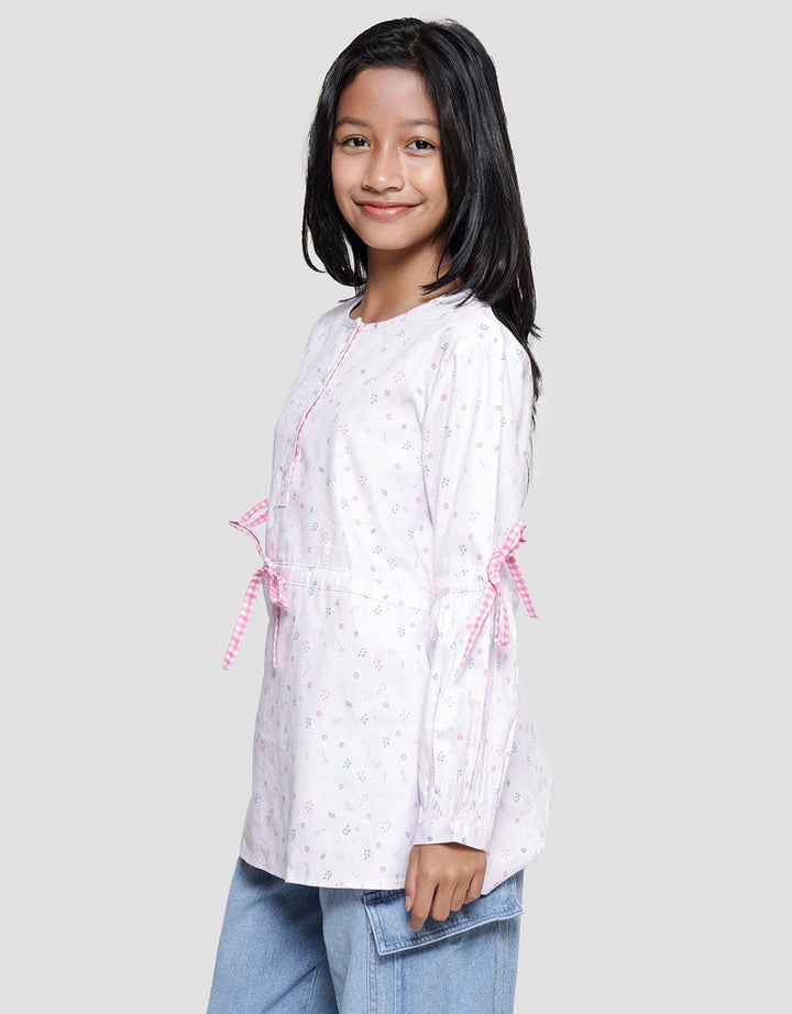 Nevada Flower Round Neck Kemeja Anak Perempuan
