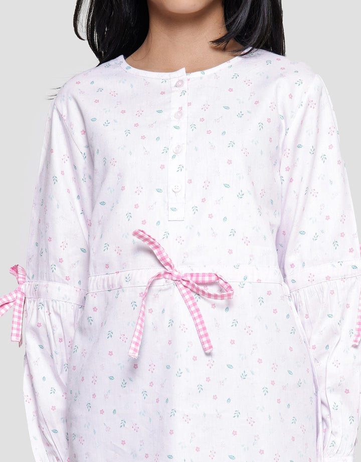 Nevada Flower Round Neck Kemeja Anak Perempuan