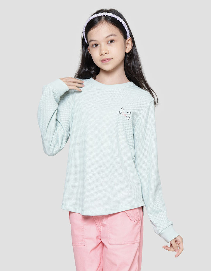 Nevada Texture Round Neck Kaos Anak Perempuan