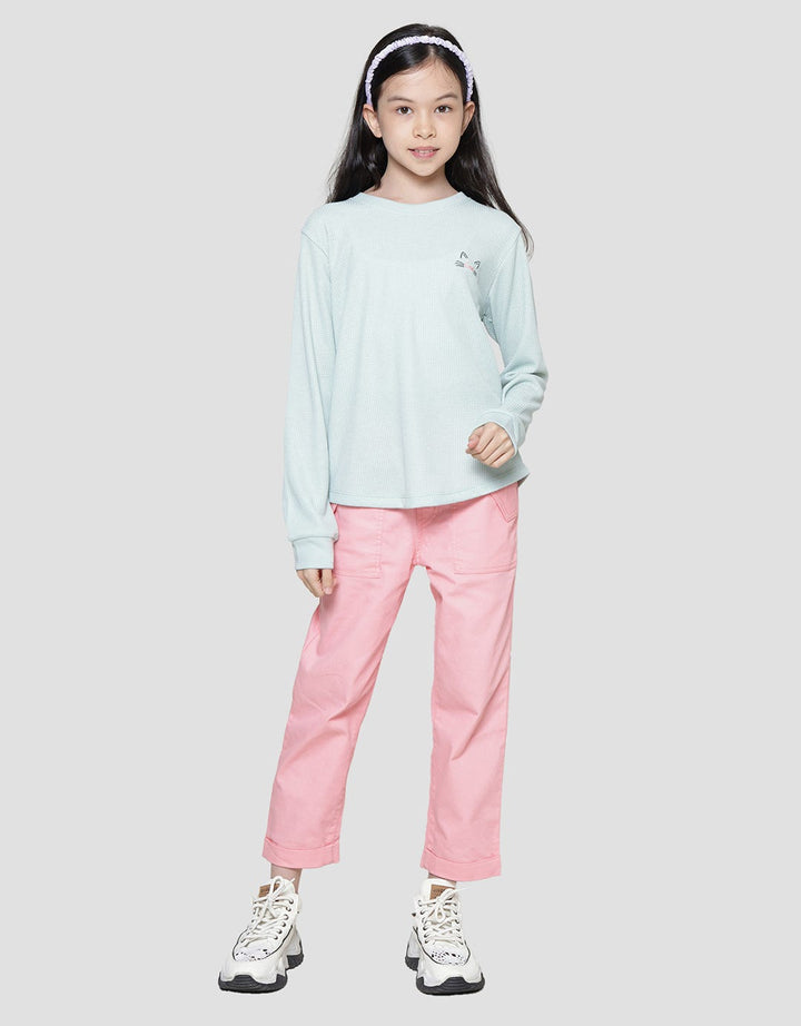 Nevada Texture Round Neck Kaos Anak Perempuan