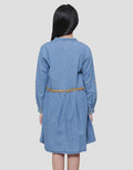 Nevada Medium Washed With Belt Midi Dress Denim Anak Perempuan